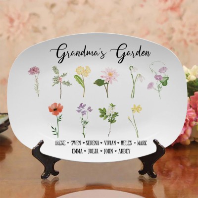Personalized Grandma's Garden Plate With Grandkids Names Mother's Day