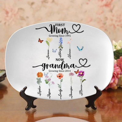 Personalized Grandma's Garden Plate With Grandkids Names Mother's Day