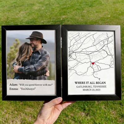 Personalized Where It All Began Map Frame Keepsake Gift for Couple
