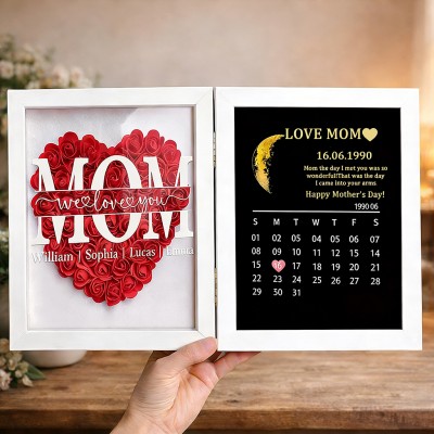 Custom Flowers Frame with Real Moon Phase For Mother's Day