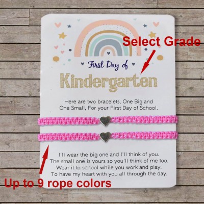 First Day of Kindergarten School Bracelet Matching Bracelets Heart Bracelets