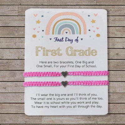 First Day of First Grade School Bracelet Matching Bracelets Heart Bracelets