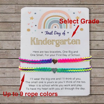 First Day of Kindergarten School Bracelet Matching Bracelets Heart Bracelets