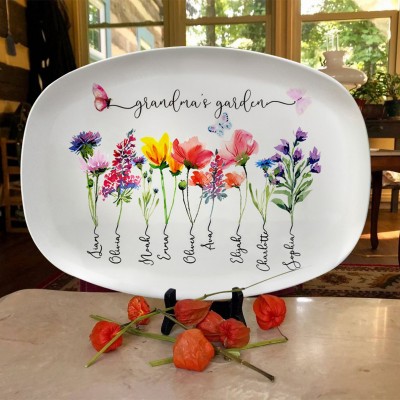 Personalized Grandma's Garden Plate With Grandkids Names Mother's Day