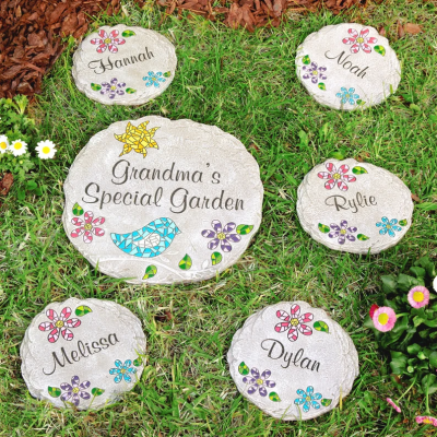 Personalized Grandma's Bee Happy Garden Stone with Names For Mother's Day