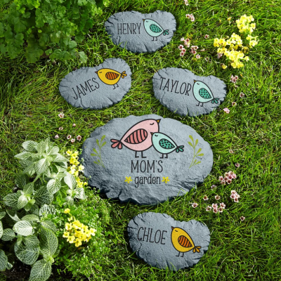 Personalized Grandma's Bee Happy Garden Stone with Names For Mother's Day