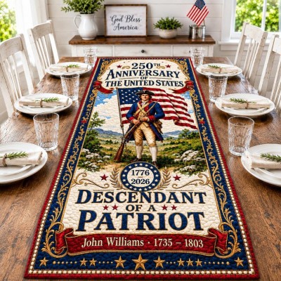 Patriotic Americana Quilted Table Runner for America 250th Anniversary Dining Room Decor
