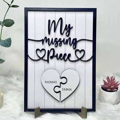 Personalized My Missing Piece Couple Wooden Sign Valentine's Day Anniversary Gift For Couple
