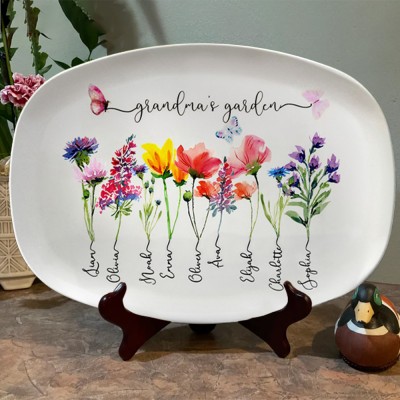 Personalized Grandma's Garden Plate With Grandkids Names Mother's Day