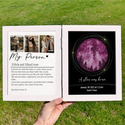 Custom Definition Frame with Star Map for Couples
