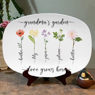 Personalized Grandma's Garden Plate With Grandkids Names Mother's Day