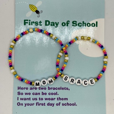 First Day of School Bracelet Matching Bracelets Heart Bracelets