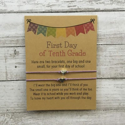 First Day of Tenth Grade School Bracelet Matching Bracelets Heart Bracelets