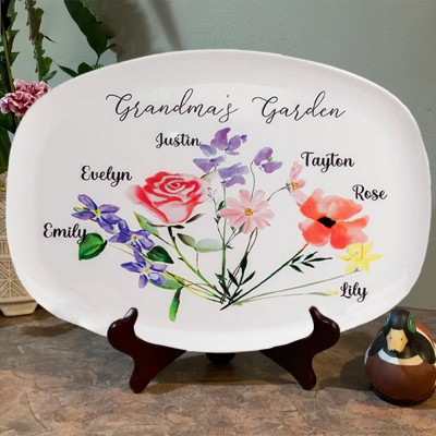 Personalized Grandma's Garden Plate With Grandkids Names Mother's Day