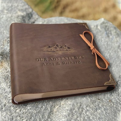 Personalized Genuine Leather Photo Album Our Adventure Book Valentine's Day Anniversary Gift For Couple