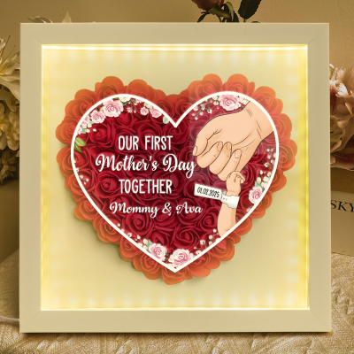Personalized Our First Mother's Day Together Flower Shadow Box With LED Ligh