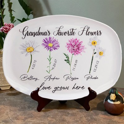 Personalized Grandma's Garden Plate With Grandkids Names Mother's Day