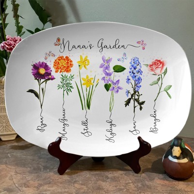 Personalized Grandma's Garden Plate With Grandkids Names Mother's Day
