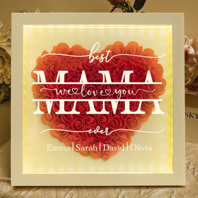 Personalized Best Mom Ever Flower Shadow Box For Mother's Day