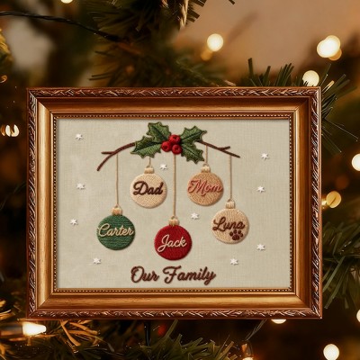 Personalized Embroidery Family Wood Frame Christmas Gift