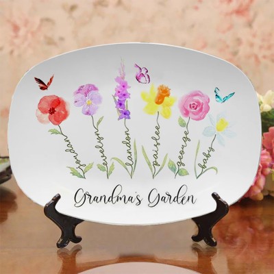 Personalized Grandma's Garden Plate With Grandkids Names Mother's Day