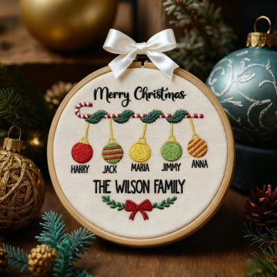 Personalized Family Ornament Christmas Embroidery Hoop