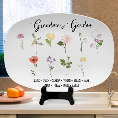 Personalized Grandma's Garden Plate With Grandkids Names Mother's Day