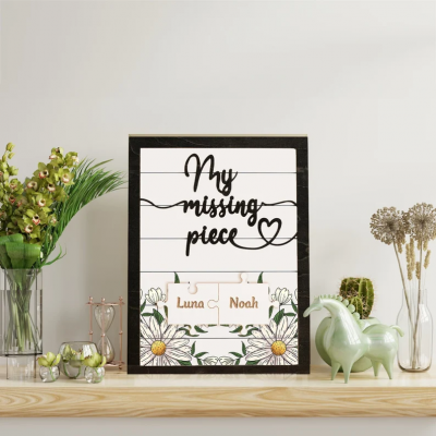 Personalized My Missing Piece Couple Wooden Sign Valentine's Day Anniversary Gift For Couple
