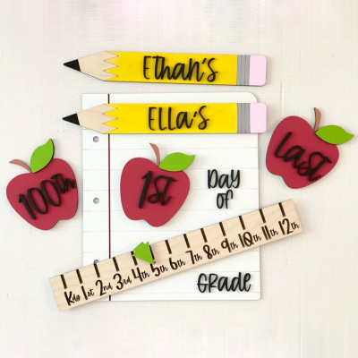 Personalized First/100th/Last Day of School Interchangeable Back to School Sign Prop For Kids Gift Ideas