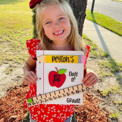 Personalized First/100th/Last Day of School Interchangeable Back to School Sign Prop For Kids Gift Ideas