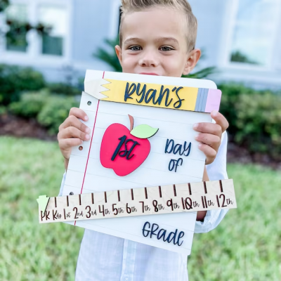 Personalized First/100th/Last Day of School Interchangeable Back to School Sign Prop For Kids Gift Ideas