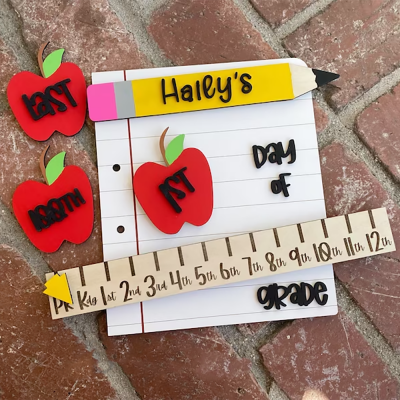 Personalized First/100th/Last Day of School Interchangeable Back to School Sign Prop For Kids Gift Ideas