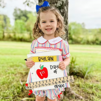 Personalized First/100th/Last Day of School Interchangeable Back to School Sign Prop For Kids Gift Ideas