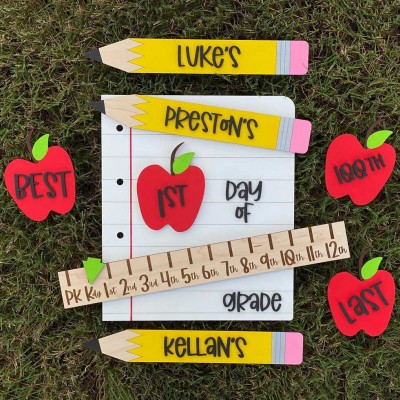 Personalized First/100th/Last Day of School Interchangeable Back to School Sign Prop For Kids Gift Ideas