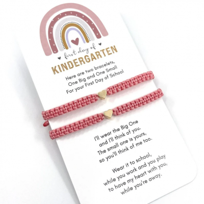 First Day of Kindergarten School Bracelet Matching Bracelets Heart Bracelets