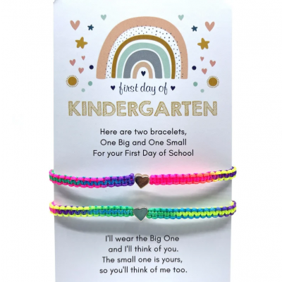 First Day of Kindergarten School Bracelet Matching Bracelets Heart Bracelets