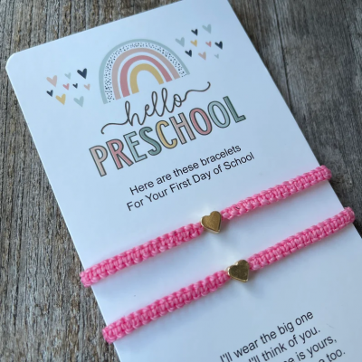 First Day of Kindergarten School Bracelet Matching Bracelets Heart Bracelets