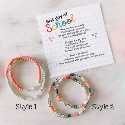 First Day of School Bracelet Matching Bracelets Heart Bracelets