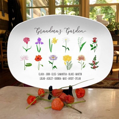 Personalized Grandma's Garden Plate With Grandkids Names Mother's Day
