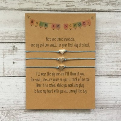 First Day of School Bracelet Matching Bracelets Wish Bracelet Hearts Set of 3
