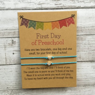 First Day of Preschool Bracelet Matching Bracelets Heart Bracelets