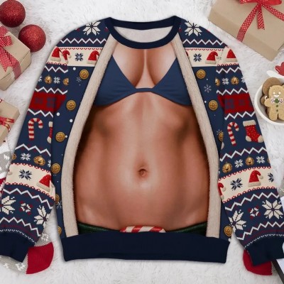 Funny Christmas Women's Sweatshirt, Personalized Ugly Christmas Sweater, Custom Skin Tone Holiday Sweatshirt