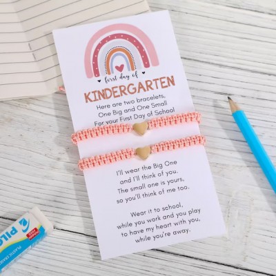 First Day of Kindgarten School Bracelet Matching Bracelets Heart Bracelets