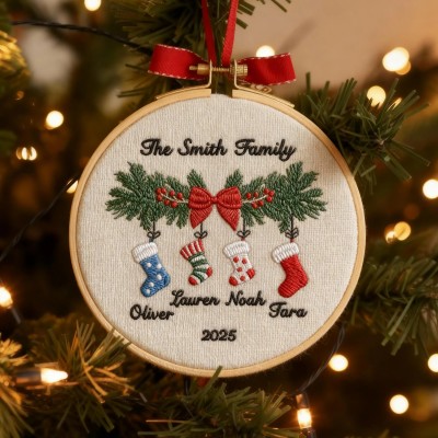 Personalized Family Ornament Christmas Embroidery Hoop
