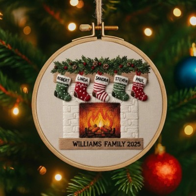 Personalized Family Ornament Christmas Embroidery Hoop