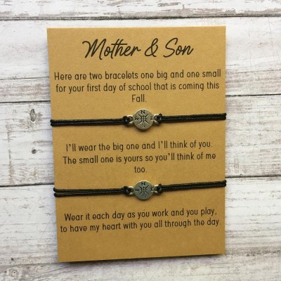 Mother and Son Mathing Bracelet for First of School