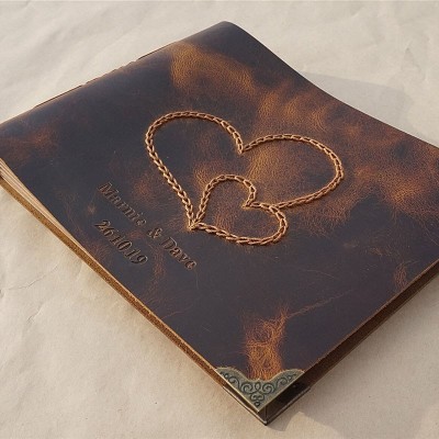 Personalized Vintage Style Genuine Leather Photo Album Valentine's Day Anniversary Gift For Couple