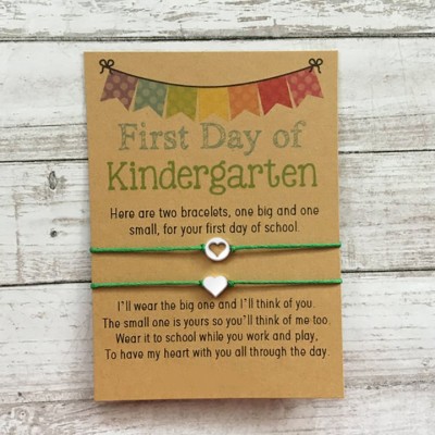 First Day of Kindergarten School Bracelet Matching Bracelets Heart Bracelets