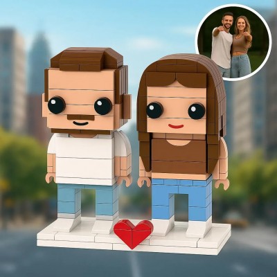 Personalized Brick Figures With Pets Best Christmas Gift For Couple