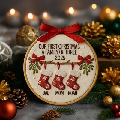 Personalized Embroidery Family Christmas Ornament Gift for Families 2025